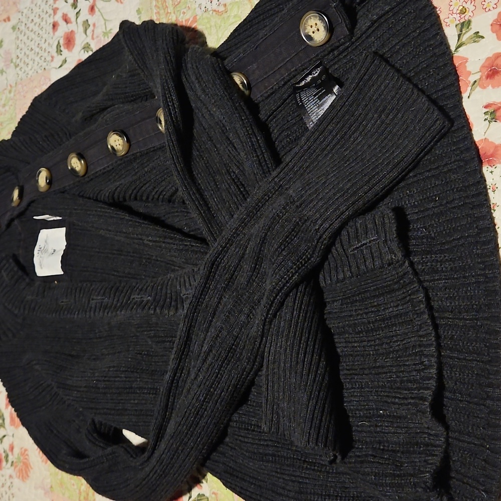 H&M Black Ribbed Button-Front Cardigan Jacket - Picture 5 of 5